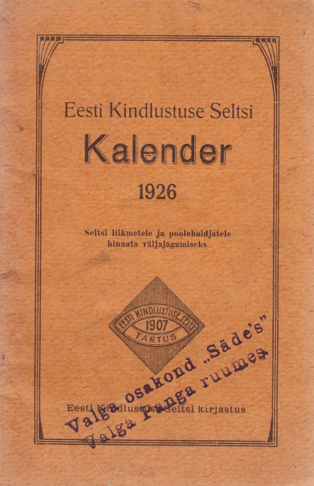 Eesti Kindlustuse Seltsi kalender 1926