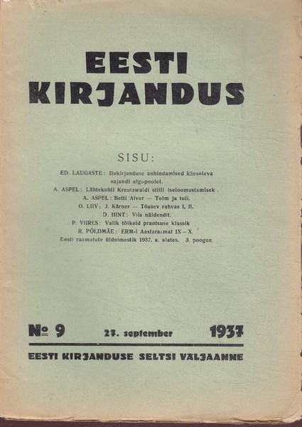 Eesti Kirjandus, 1937/9
