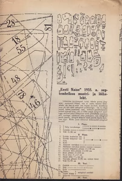 Eesti Naine 1935/9 Lõike- ja mustrileht