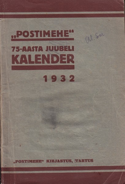 Postimehe 75-aasta juubeli kalender 1932